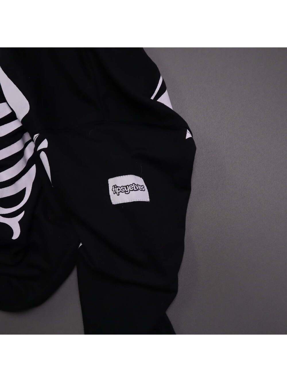 Tipsy Elves Skeleton Jumpsuit Onesie Costume Full Zip Hood Halloween - Picture 11 of 13